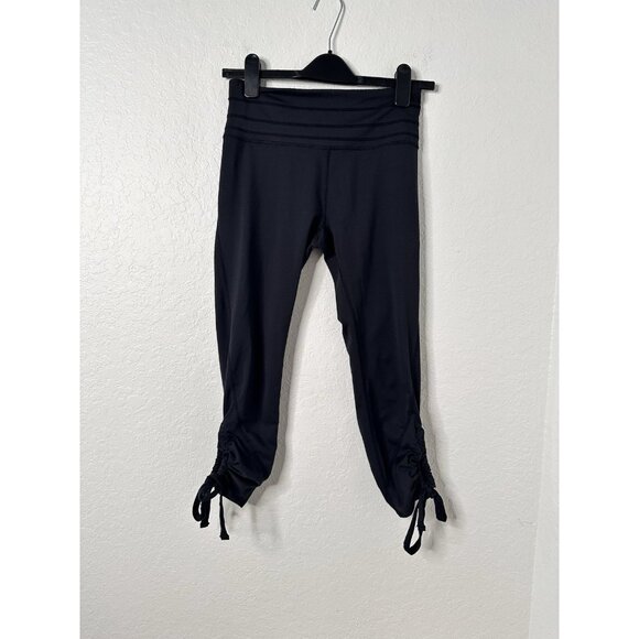 Free People Movement Swerve Leggings Black Hi Waist Ankle Bow Tie Small Petite - Picture 2 of 8